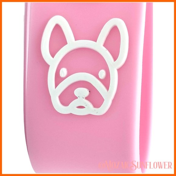 Pink Boston Terrier with Collar Keychain/Bag Clip with Attached Wristband - Picture 5 of 6